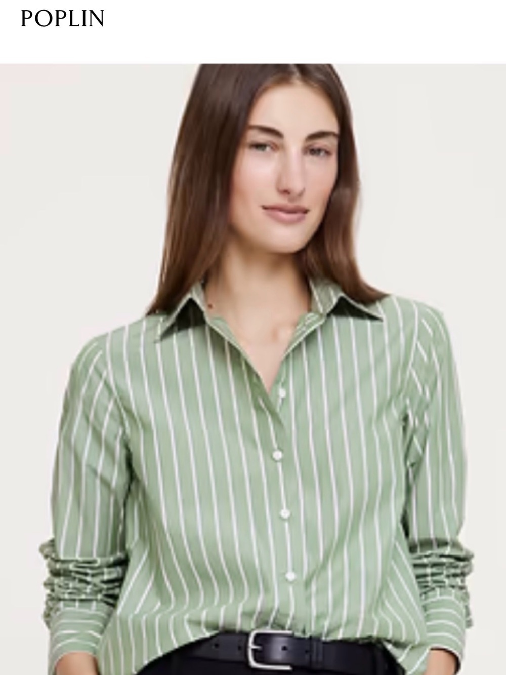 Banana Republic Green and White Striped Button-Down Shirt Size S